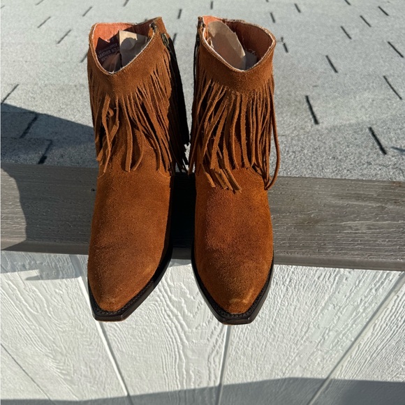 Dan Post Shoes - Dan Post Brown Fringe Ankle Boots